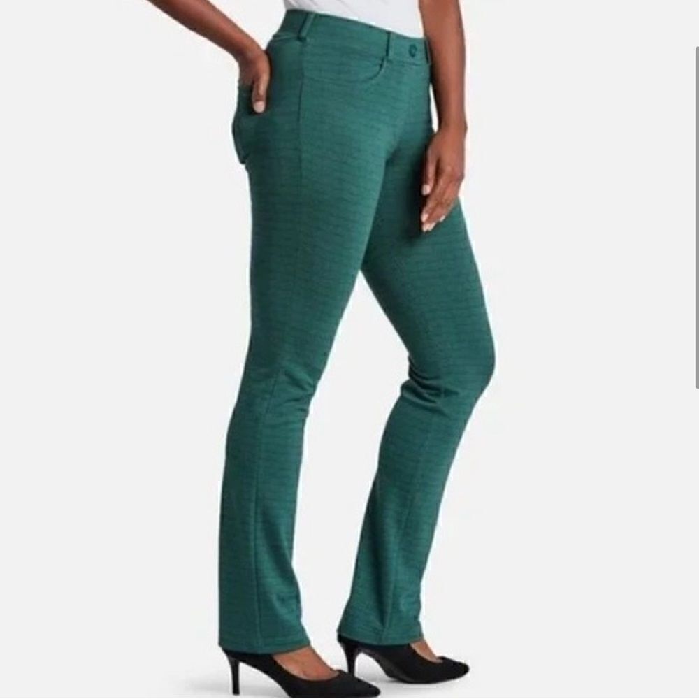 Betabrand Dress Pant Yoga Pant Green Zig Zag Print